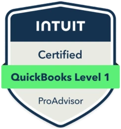 Intuit Certified QuickBooks Level 1 ProAdvisor badge
